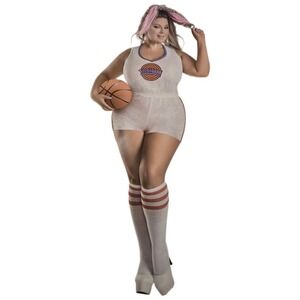 Basketball Bunny Costume Romper Sequins Headpiece Tail Plus Size